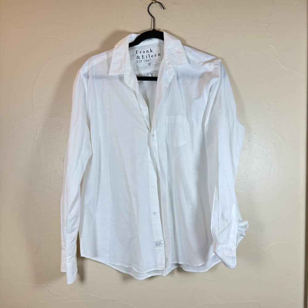 Frank & Eileen White Cotton Eileen Relaxed Button-Up Shirt sz Medium - Picture 2 of 6